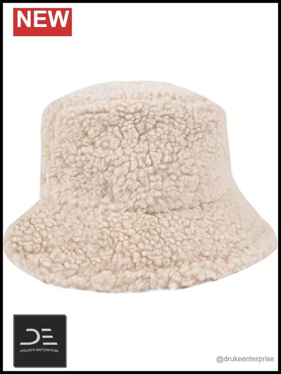 Faux Fur Bucket Hat Fluffy Winter Hat for Women Men